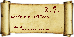 Korényi Tímea névjegykártya