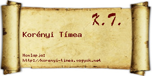 Korényi Tímea névjegykártya